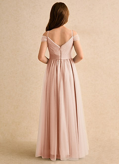 Azazie Yuna Girls Formal Jurken voor bloemenmeisjes A-Lijn Jurk van Tule Off the Shoulder Engelse Roos image2