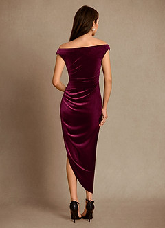 Azazie Nabila vestidos de madre de la novia Vestido de Cabernet de terciopelo de Columna con Vestidos sin tirantes image3