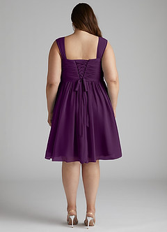 Azazie Angie Bridesmaid Dresses Grape A-Line Corset Chiffon Dress image14