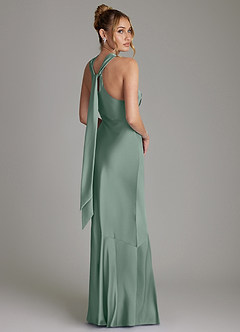 Azazie Reign Bridesmaid Dresses Silver Sage Mermaid Pleated Stretch Satin Dress image7
