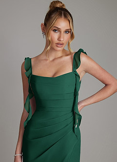 Azazie Jessamine Bridesmaid Dresses Emerald Mermaid Corset Chiffon Dress image3