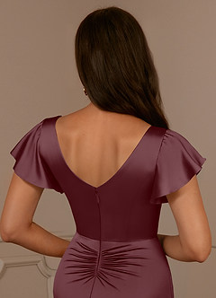 Azazie Roya Kleider für die Brautmutter Meerjungfrau-Linie Plissee mit V-Ausschnitt Stretch-Satin Kleid Sangria image6