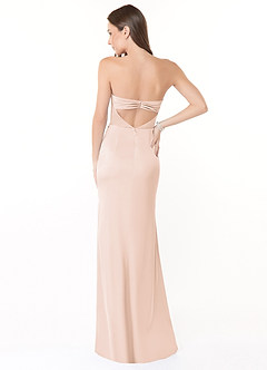 Azazie Leonis Bridesmaid Dresses Blushing Pink Mermaid Pleated Stretch Satin Convertible Dress image4