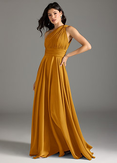 Azazie Charlize Jurken voor bruidsmeisjes Jurk van Stretch Satijn met A-lijn One-shoulder Boterbabbelaar image4
