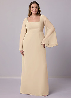 Barbie ♥ Azazie Final Sale Champagne Sheath Bow Chiffon Dress image8