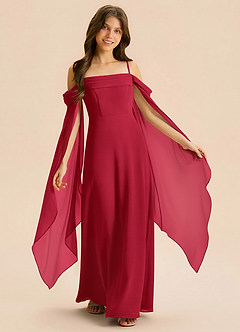 Azazie Moana Junior Linia A Pofałdowany Szyfon Długość podłogi Młodsza druhna Sukienka image1