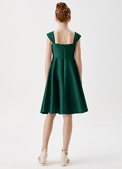 Azazie Amira Junior Emerald A-Line Pleated Stretch Satin Dress image2