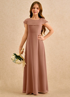 Azazie Kittie Girls Formal Flower Girl Klänningar Klä A-Line i Chiffong image5