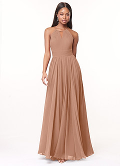 Azazie Cherish Brudtärnklänningar Klä av A-Linje i Chiffong Plisserad Champagne Ros image4