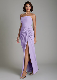 Azazie Nyra Bridesmaid Dresses Lilac Sheath Corset Chiffon Dress image6