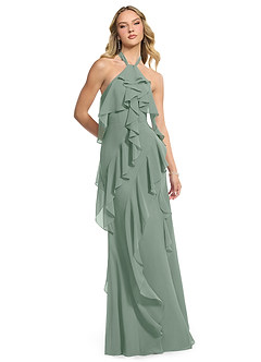 Azazie Velma Probar vestidos en casa Vestido de Glicinia de Gasa de Corte en A con Corte Lateral image3