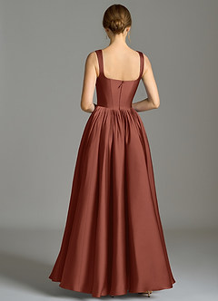 Azazie Verina Bridesmaid Dresses Auburn A-Line Pleated Stretch Satin Dress image6