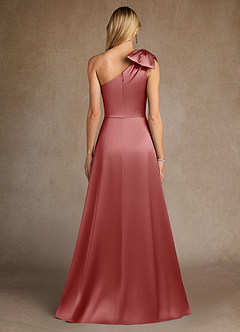 Azazie Easton Mère de la mariée Robes Robe Trapèze en Satin extensible Une épaule Antique Rose image3