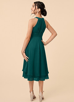 Azazie Linna Junior Peacock A-Line Pleated Chiffon Dress image4
