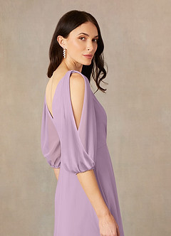 Azazie Bronwyn Mother of the Bride Dresses Wisteria A-Line V-Neck Ruched Chiffon Dress image5