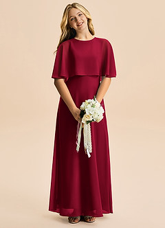 Azazie Maris Junior Abito A-Line in Chiffon Borgogna image4