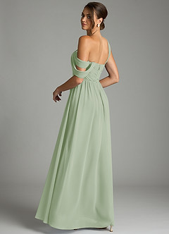 Azazie Kassandra Abiti da Damigella Abito A-Line in Chiffon a Spalla Scoperta Verde Salvia image6