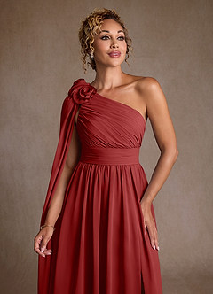 Azazie Lancaster vestidos de madre de la novia Vestido de Óxido de Gasa de Corte en A con Hombro unilateral image6