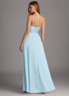 Azazie Jenna Bridesmaid Dresses Sky Blue A-Line Pleated Stretch Satin Dress image4