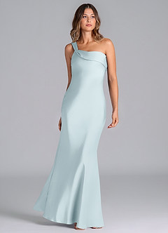 Azazie Driea Brudtärnklänningar Klä av Sjöjungfru i Stretch Satin Ena axeln Dimma image3