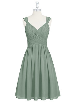 Azazie Angie Bridesmaid Dresses Silver Sage A-Line Corset Chiffon Dress image7
