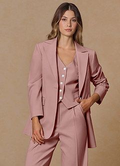 front Rowan Rosa Polverosa Blazer Performance in tessuto raffinato