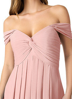 Azazie Kaitlynn Vestidos de madrinha de casamento Vestido Pó Rosa de Chiffon de Império com Ruched image5
