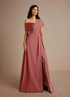 Azazie Milton Mère de la mariée Robes Robe Trapèze en Satin extensible Plissée Antique Rose image8