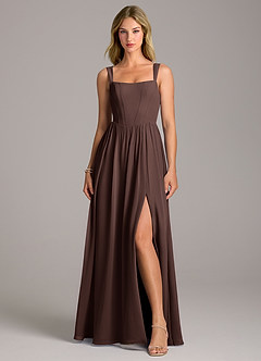 Azazie Rosaline At-home Try On Dresses Eucalyptus A-Line Side Slit Chiffon Dress image4