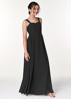 Azazie Simoan Junior Black A-Line Sweetheart Neckline Chiffon Dress image3