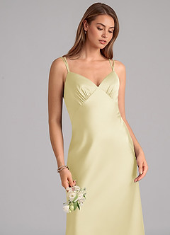 Azazie Suttona Brudtärnklänningar Klä av A-Linje i Stretch Satin Plisserad Citronsorbet image7