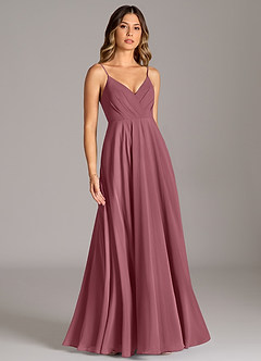 Azazie Amani Brautjungfernkleider A-Linie Plissee Chiffon Kleid Wüstenrose image5