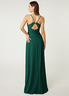 Azazie Minie Bridesmaid Dresses Emerald A-Line Bow Chiffon Dress image2