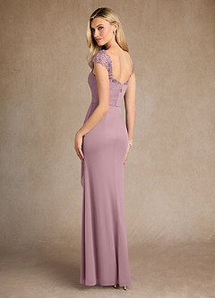 Azazie Belfast Mother of the Bride Dresses Dusty Rose Sheath Lace Mesh Dress image2