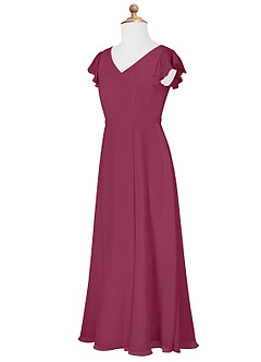 Azazie Claudine Junior Mulberry A-Line Pleated Chiffon Dress image7