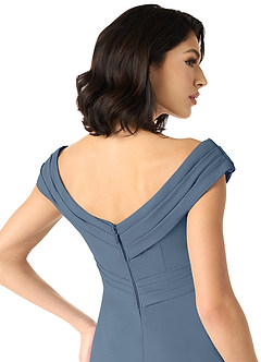 Azazie Evita Bridesmaid Dresses Twilight A-Line Off the Shoulder Stretch Crepe Dress image5