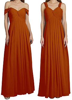 Azazie Kaitlynn Bridesmaid Dresses Paprika Empire Ruched Chiffon Convertible Dress image8