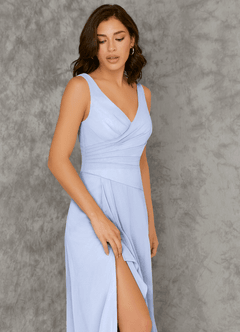 Azazie Kori Kleider zum Anprobieren zu Hause A-Linie Plissee Chiffon Kleid Matcha image4
