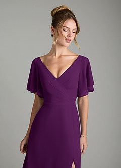 Azazie Ambrosia Robes de demoiselle d'honneur Robe Trapèze en Mousseline de soie Plissée Grain De Raisin image3