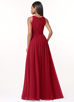 Azazie Harper Bridesmaid Dresses Scarlet A-Line Pleated Chiffon Dress image2