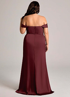 Azazie Johana Vestidos de damas de honor Vestido de Cabernet de Satén Elástico de Corte Sirena Convertible con Vestidos sin tirantes image11