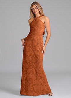 Azazie Doretta Probar vestidos en casa Vestido de Agave de Devorado Floral de Corte Sirena con Plisado image5