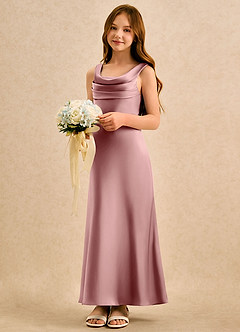 Azazie Raspberry Girls Formal Flower Girl Klänningar Klä A-Line i Stretch Satin Plisserad image1