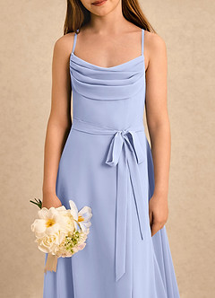 Azazie Jasslyn Girls Formal Abiti da Ragazza di Fiori Abito A-Line in Chiffon Plissettato Ghiaccio image5