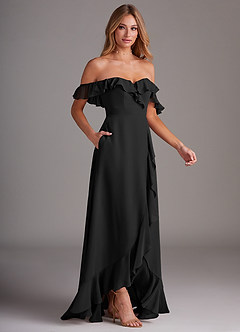 Azazie Lyra Bridesmaid Dresses Black A-Line Chiffon Convertible Dress image6