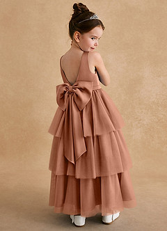 Azazie Megallie Robe Demoiselle D'honneur Fillette Robe Trapèze en Tulle Arc Bronze image1