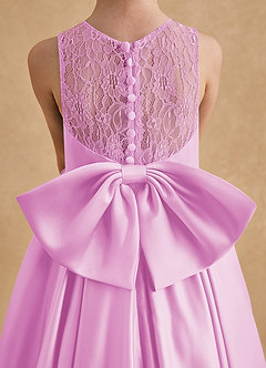 Azazie Sammy vestidos de niña de las flores Vestido de Rosa Caramelo de Satin Mate de Corte En A con Encaje image6