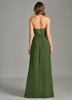 Azazie Becka Bridesmaid Dresses Olive A-Line Strapless Chiffon Dress image2