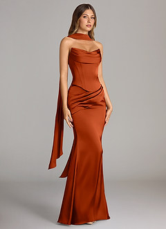 Azazie Sorrel Bridesmaid Dresses Paprika Mermaid Strapless Stretch Satin Convertible Dress image3