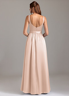 Azazie Elliott Bridesmaid Dresses Blushing Pink A-Line with Pockets Stretch Satin Dress image6